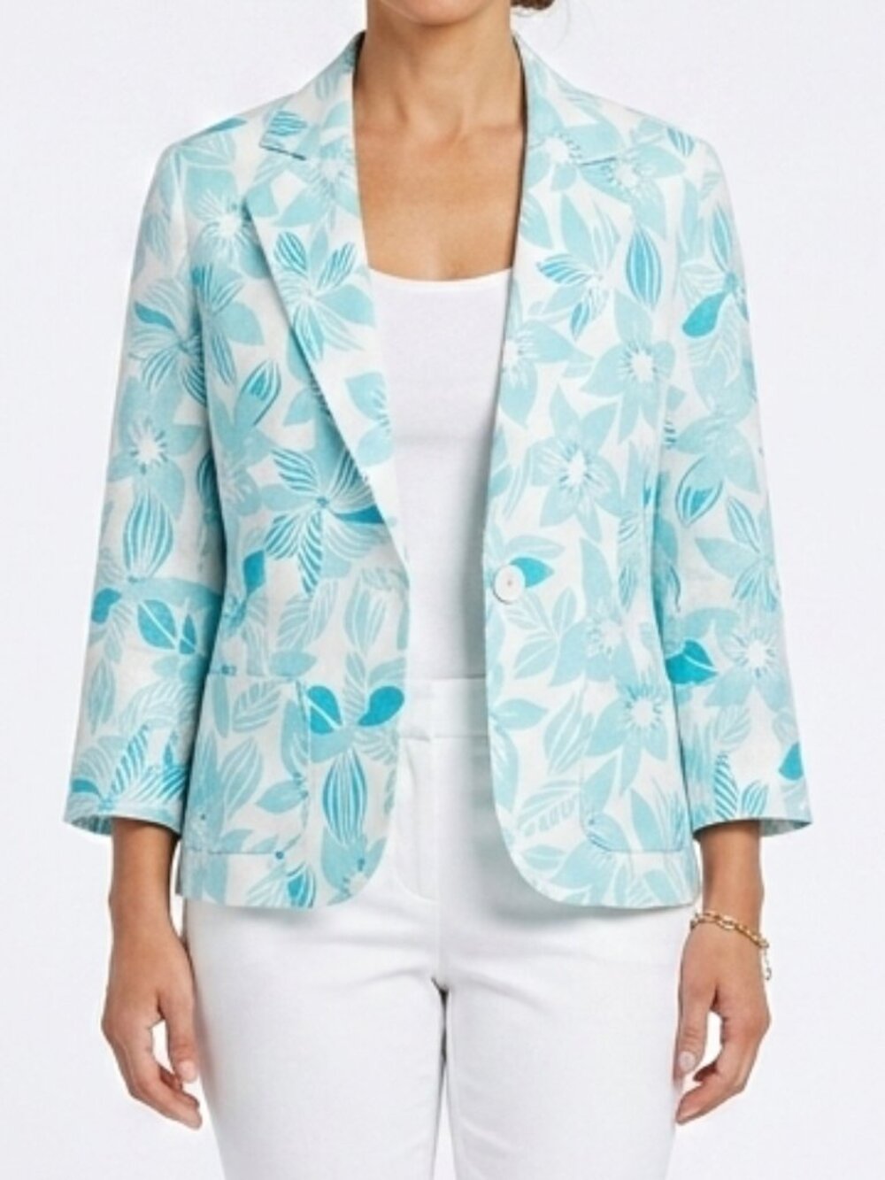 Simply Manakin Floral Print Linen Blazer- Sz. 8